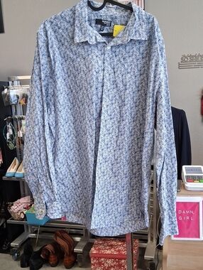 Murano Blue Paisley Long-Sleeve Dress Shirt